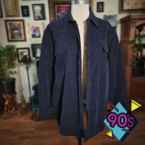 Cambridge Corduroy‎ Jacket Vintage 90s Navy Blue Sherpa Lined Mens XL Shacket